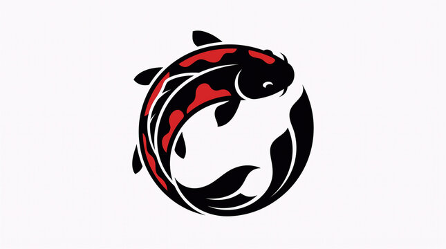 Black And Red Catfish Circular Symbol With Curved Body Design
