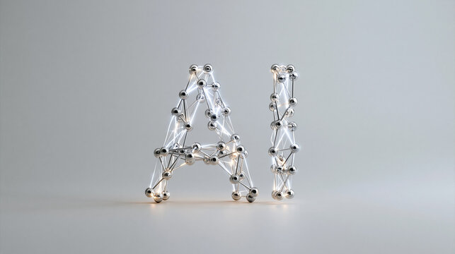 AI Letters Formed by Glowing Digital Neural Network