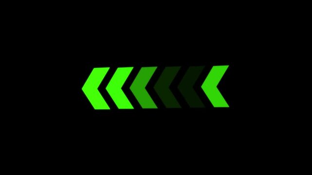 Blinking white arrow animation on a black background for video overlay navigation