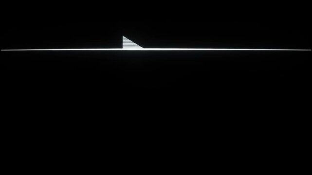 Retro-digital scanline PLAY icon intro and reveal on black background.