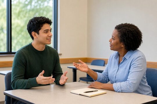 x-default Career Coach Helping Young Adult Practice a Job Interview