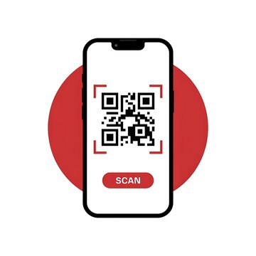 Smartphone scanning a qr code icon