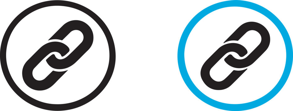 Black and blue circular chain link icons vector for network security and connection graphic.