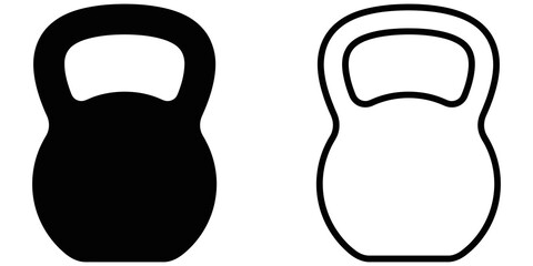 Fototapeta premium Kettlebell weight icon set for strength training and fitness centers.