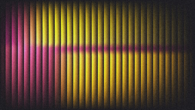 Dark vertical bars with warm yellow and pink light horizontal glow divider.