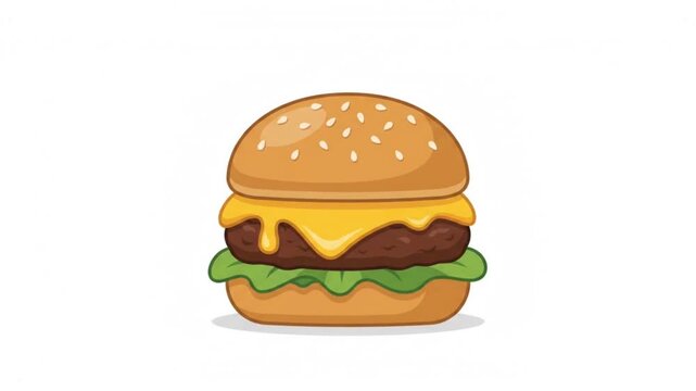 Delicious Cheeseburger with Melted Cheese and Fresh Lettuce Vector Illustration