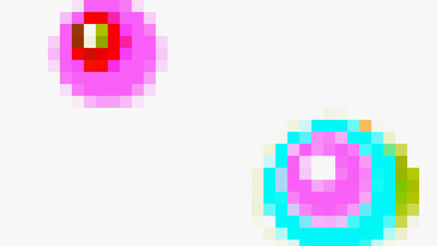 Abstract colorful pixel art circles on light background