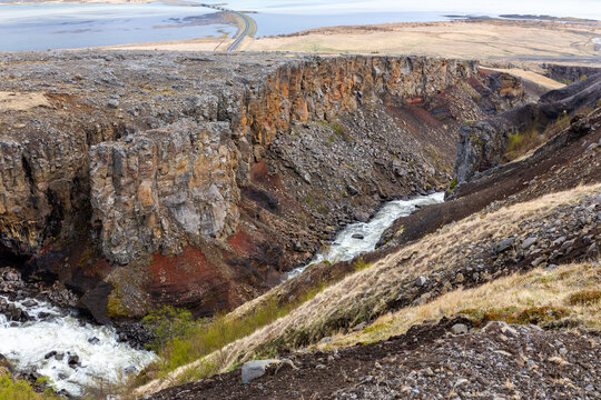 Hengifossa River Gorge and Lagarfljot Lake Valley Iceland