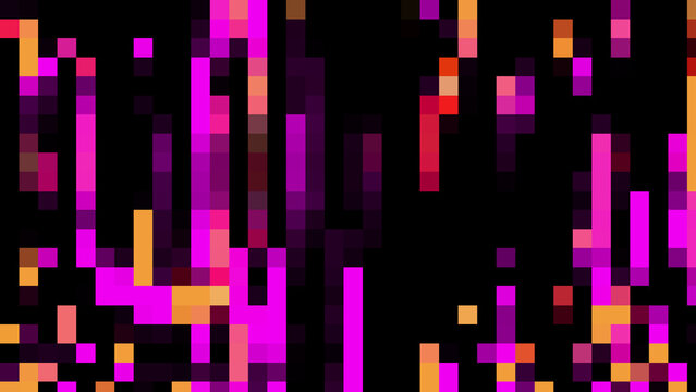 Abstract digital pixel background with pink and orange colors