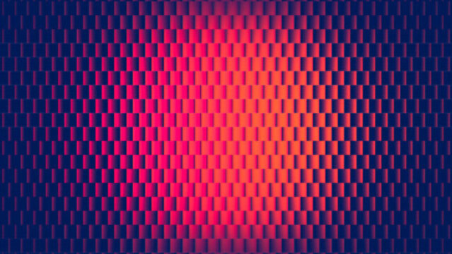 Abstract digital pixel grid with glowing red and purple light