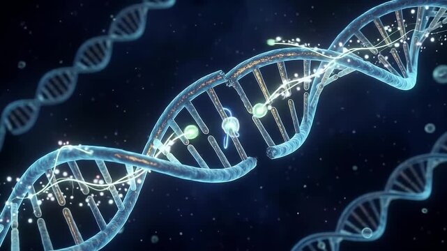 Dna Strand Break and Reconstruction in Futuristic Science Concept