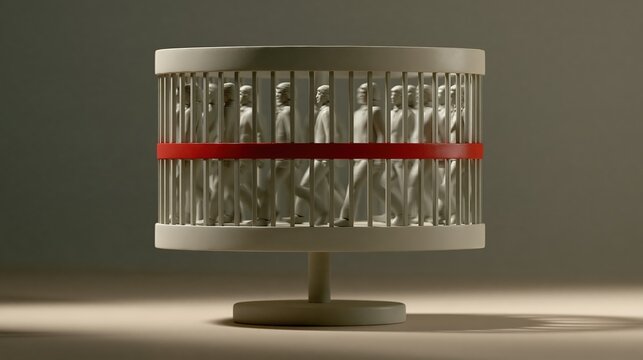 A slotted zoetrope in a glossy clay style in a detailed conceptual illustration