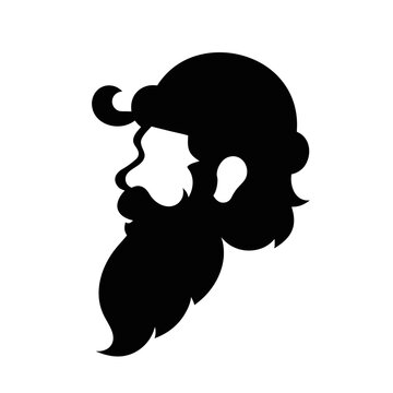 Minimalist bearded man silhouette vector, profile of a lumberjack with thick beard, masculine male head icon for barbershop branding