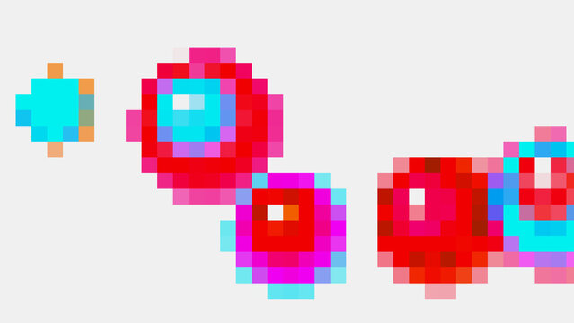 Abstract pixel art circles in red and blue colors