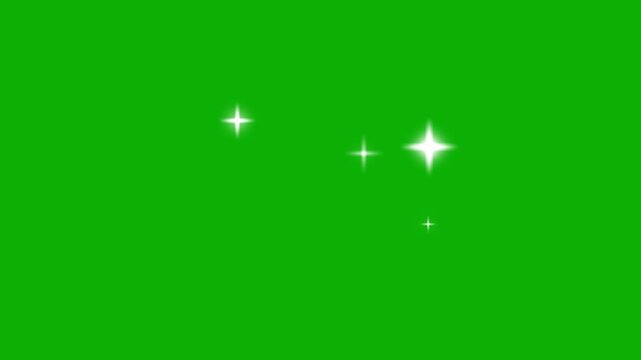 Glitter sparkles twinkle stars line and twinkle sparkle stars animation, star sparkle vector doodles, glowing light effect in seamless 4K green screen animation for video.