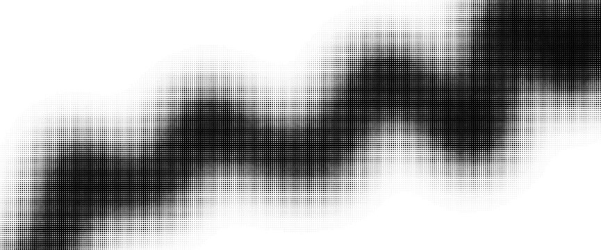 Black halftone dots pattern in a wavy diagonal line