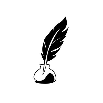 Air Element White Line Art Icon Wind Feather Clouds Black Background