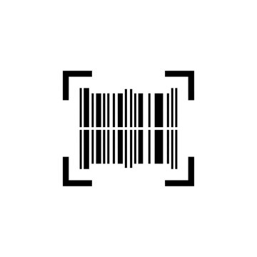 Black barcode icon with scanner frame on white background