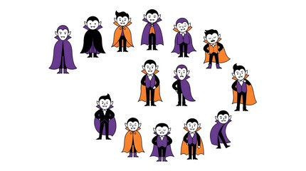 Fototapeta premium Cute Vampire Character Set for Halloween Design Projects