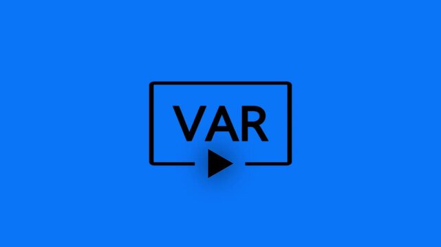 VAR Icon Animation Loop with Pulsating Video Play Button Isolated on Black Background Football Referee Assistant Motion Graphic Overlay
