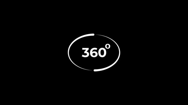 360 degree rotate view icon animation.360 degree view icon animation,Angle 360 degree. Virtual reality. Panorama. Transparent background.