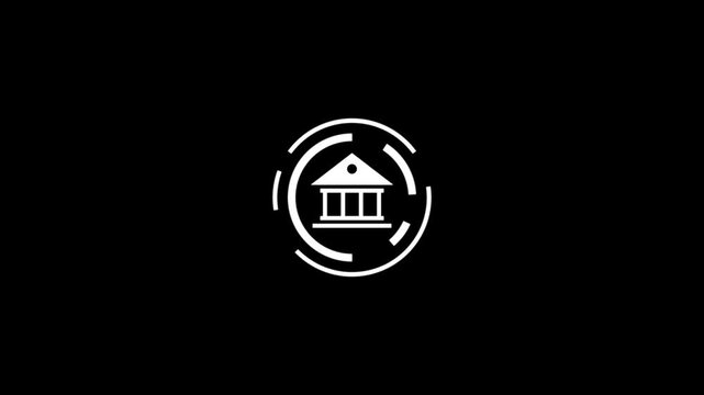 Bank Building Icon Isolated. Bank building icon animation.
