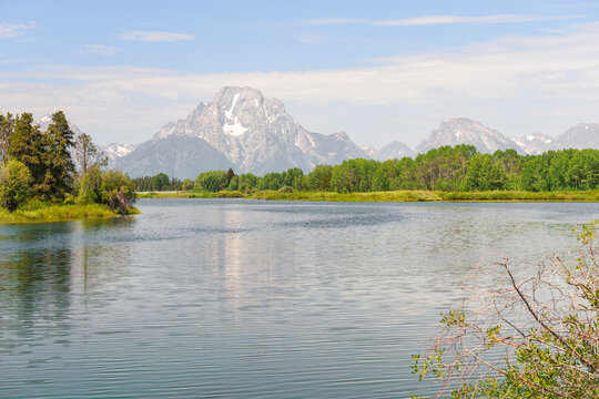 View of the Teton Range from Oxbow Bend viewpoint. Grand Teton National Park. Wyoming