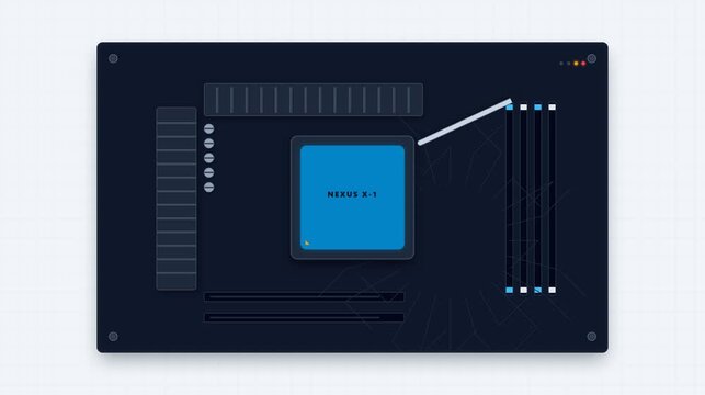 CPU processor replacement animation with chip installation on motherboard circuit board
