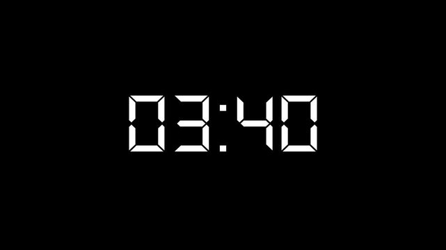 4 minutes countdown timer animation on transparent background .