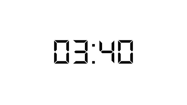4 minutes countdown timer animation on transparent background .