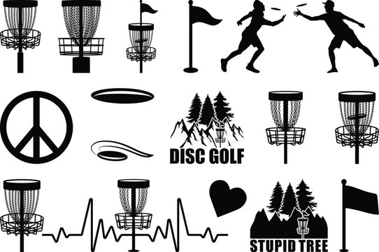Disc Golf EPS, Vector Images Black and White 