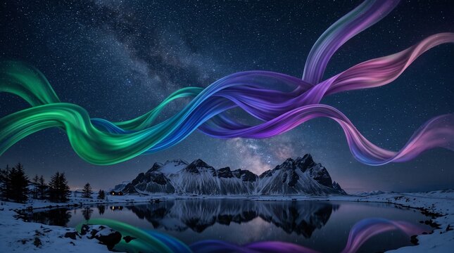 Abstract aurora landscape