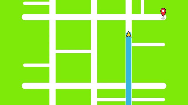 Digital map with navigation pins and street grid for location planning