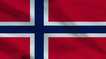 Obraz premium National flag of Norway on wavy cloth. Features the blue cross with white borders on a red field. Professional top-down perspective for travel and national holidays.