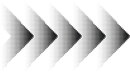 Halftone arrow design. Directional abstract dots © Medovoart