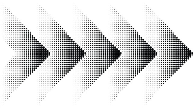 Halftone arrow design. Directional abstract dots