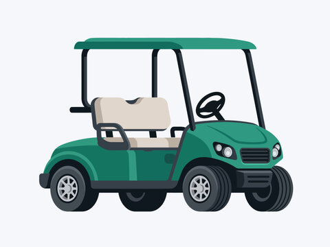 Green golf cart transportation flat vector illustration