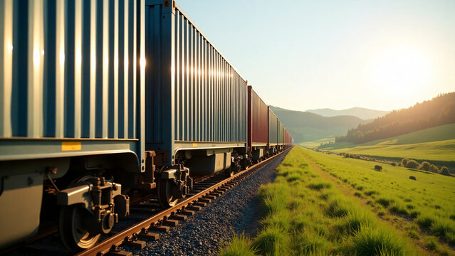 Freight Train With Copy Space for Advertising