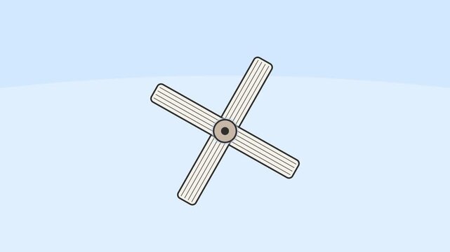 Three rotating ceiling fans overhead view