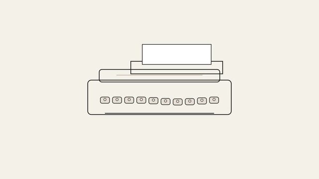 Minimalist typewriter line art illustration