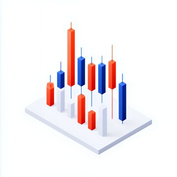 Isometric bar graph with rising and falling trends