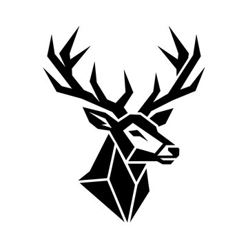 Geometric deer head silhouette abstract animal icon