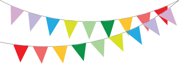 Obraz premium Colorful bunting flag garland for festive birthday party celebration.