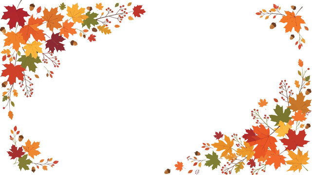 Autumn maple leaves corner border arrangement in seasonal colors for fall designs with leaf arrangement autumn foliage fall decoration thanksgiving corner fall theme