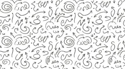 Fototapeta premium Seamless pattern with hand drawn doodle arrows and swirls sketch vector illustration background