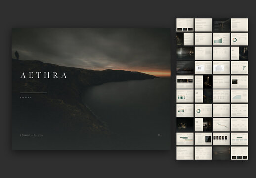 Hotel Proposal Template - Luxury Wellness Resort Investment Pitch Deck, Charts, Landscape, 40 Pages