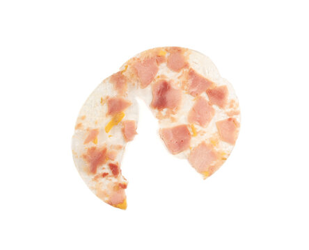 Meat jelly slices, ham aspic isolated, sausage, aspic jelly, winter meat galart, brawn on white