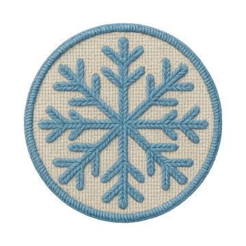 PNG Embroidered snowflake patch design.