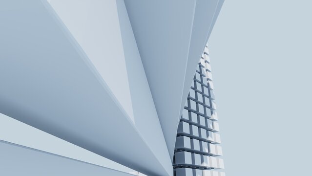 Abstract Parametric Origami Folded White Canopy Pavilion Futuristic Faceted Geometric Architecture