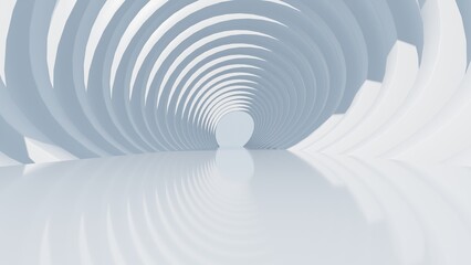 Obraz premium Futuristic Minimalist White Portal Corridor Concentric Circular Gateway Archways Perspective Hallway